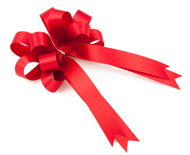 istock Beautiful red bow from satin ribbon 605986790