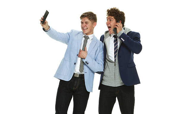 istock Happy brothers taking a selfie 605987126