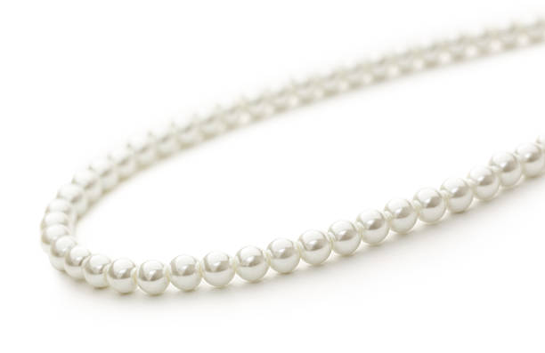 istock White pearl necklace of one string 605987872