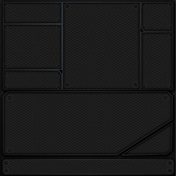 istock scifi wall. metal wall and black mesh. metal background 605988304