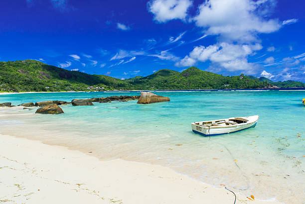 istock Petite Anse - beautiful beach on island Mahe, Seychelles 605990174