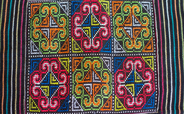 istock Traditional Hmong/Thai Vintage Textile Detail (Close-Up) 605990368