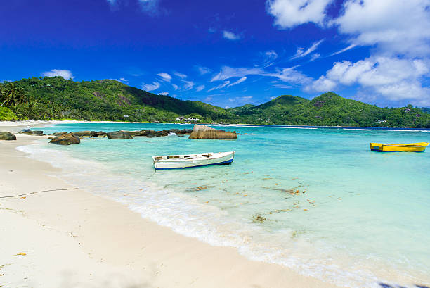 istock Petite Anse - beautiful beach on island Mahe, Seychelles 605990376