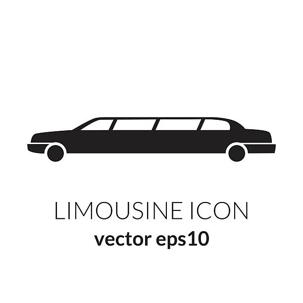 Limousine service black and white graphic icon sign. vector art illustration