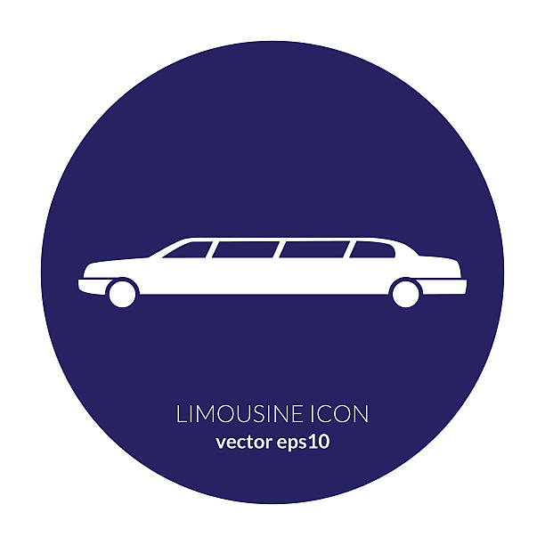 Limousine service graphic icon sign in round. vector art illustration