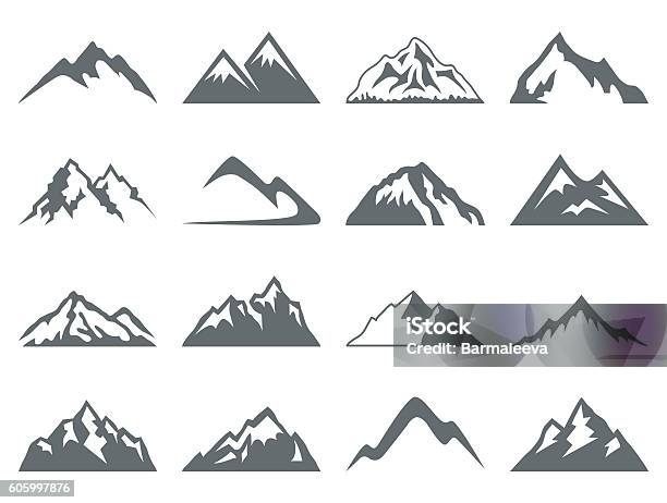 Mountain Shapes For Logos Stock Illustration - Download Image Now - Mountain, In Silhouette, Computer Graphic