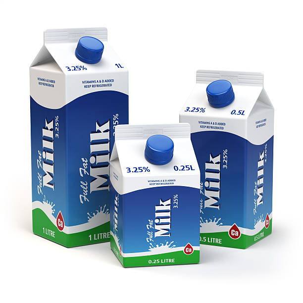 Milk carton packs isolated on white. Milk boxes.