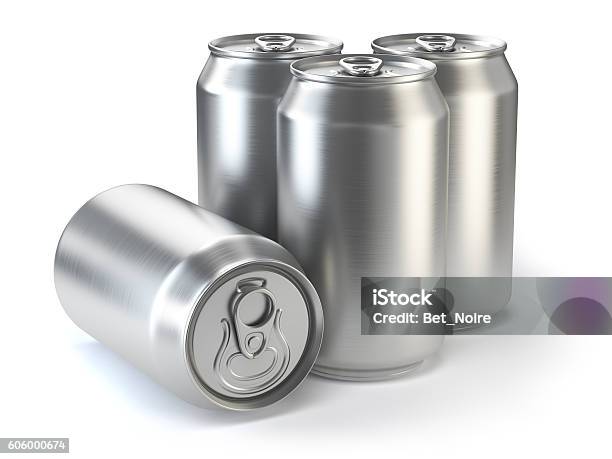 Aluminium Beer Cans Isolated On White Stock Photo - Download Image Now - Can, Aluminum, Canister