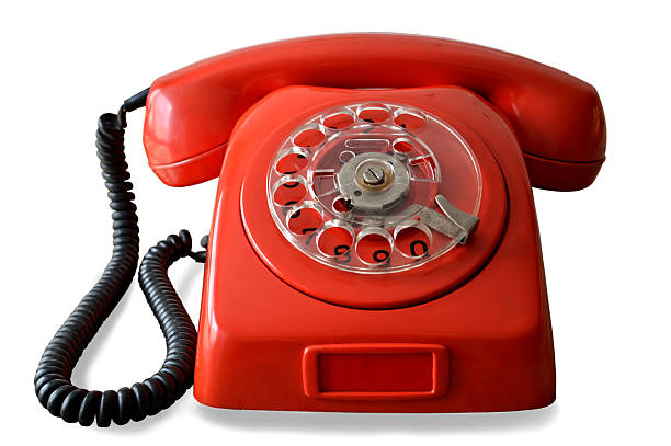 istock Retro telephone isolated on white background 606001392