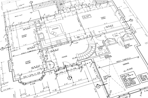 blueprint showing first floor of a new house