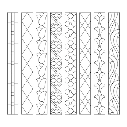 patterns of decorative elements for the stained glass windows