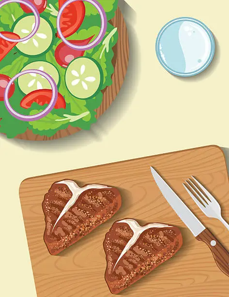 Vector illustration of Dinner Plate Filled With Foods