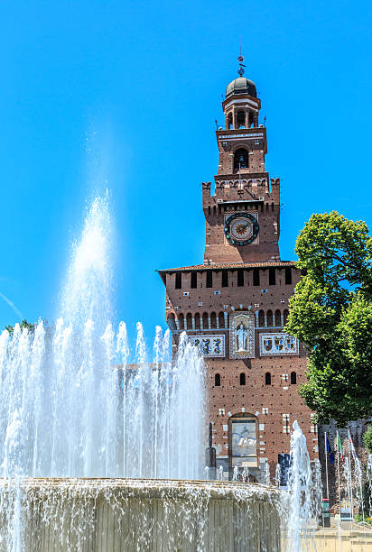 istock Castello Sforzesco in Milan view with fountain 606012474