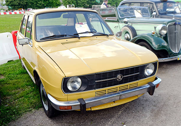 Kharkiv, Ukraine - May 22, 2016: Retro car Skoda 120L manufactured in 1971 is presented at the festival of vintage cars Kharkiv Retro Rally - 2016 in Kharkiv, Ukraine on May 22, 2016