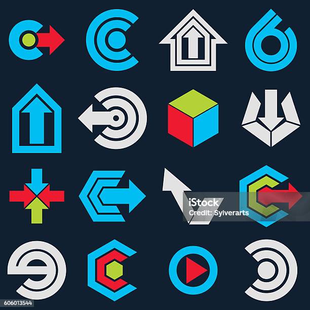 Pictogram Navigation Examples Vector Blue Flat Simple Navigation Pictograms Collection Set Stock ...