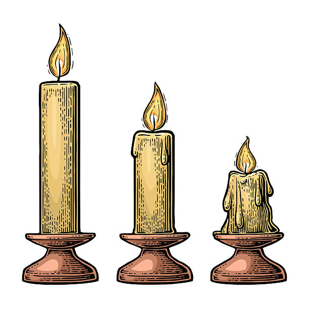 illustrations, cliparts, dessins animés et icônes de processus de combustion de bougie. - white background decor religious celebration christmas