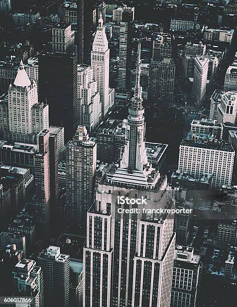 New York City Aerial View Skyline Of Empire State Building Stock Photo - Download Image Now