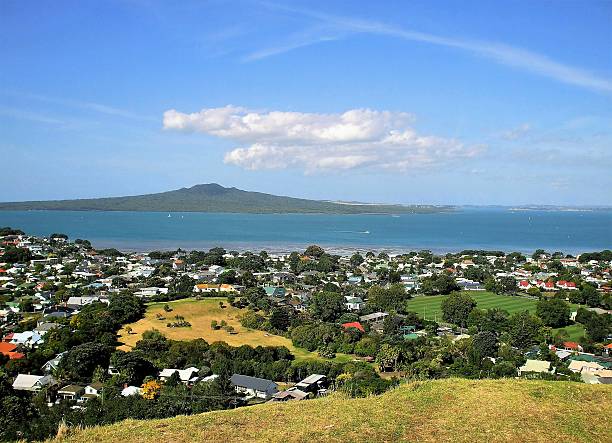 istock Elevated view of Rangitoto across the channel 606019554