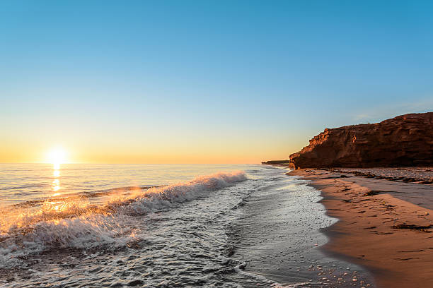 Ocean coast at the sunrise stock photo
