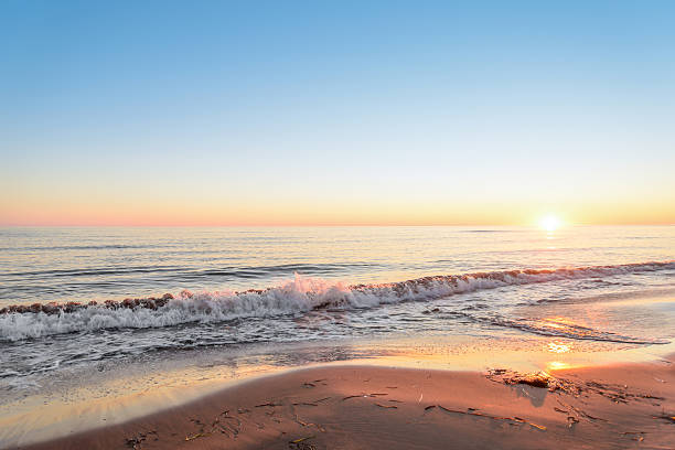 Ocean coast at the sunrise stock photo