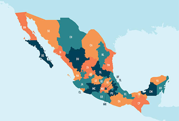 멕시코 맵 - abbreviation stock illustrations