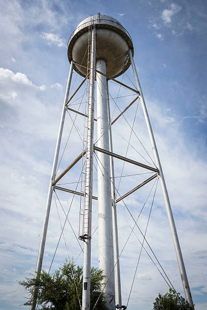 istock very tall steel water tower. 606195716