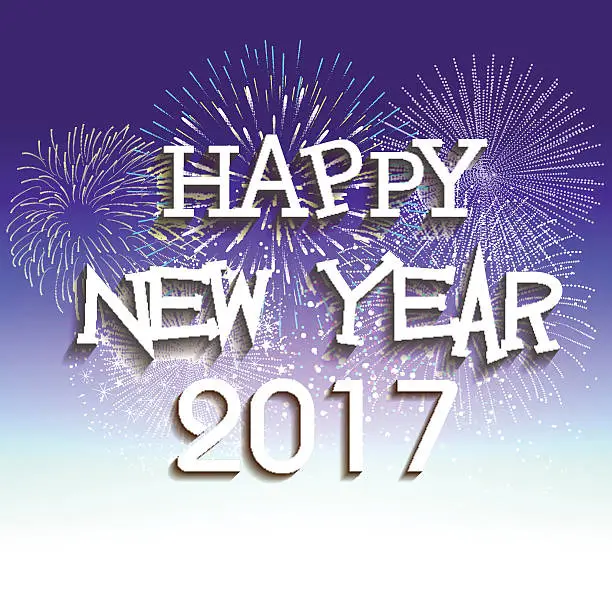 Vector illustration of fireworks display for happy new year 2017