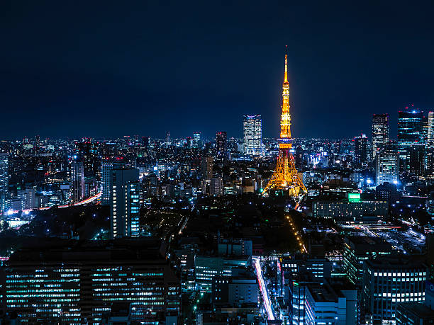 istock Tokyo area dense building nightscape and Tokyo tower 606200300