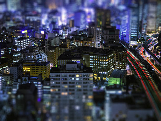 istock Tilt shift image of Tokyo dense building and Tokyo tower 606200330