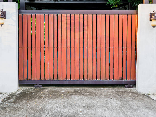 istock modern wooden door gate background 606201010