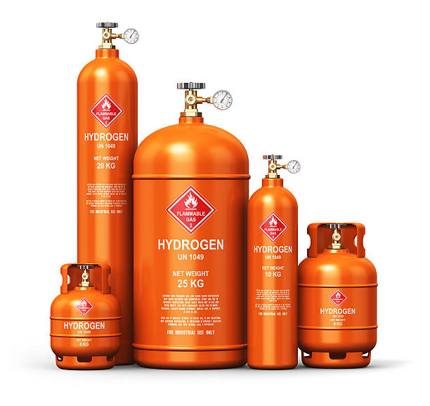 istock Set of different liquefied hydrogen industrial gas containers 606202058
