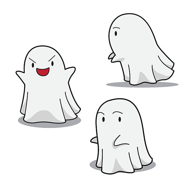 illustrazioni stock, clip art, cartoni animati e icone di tendenza di carattere di halloween set carino ghost cartoon illustrazione tratto illustrazione - behavior shock human face surprise