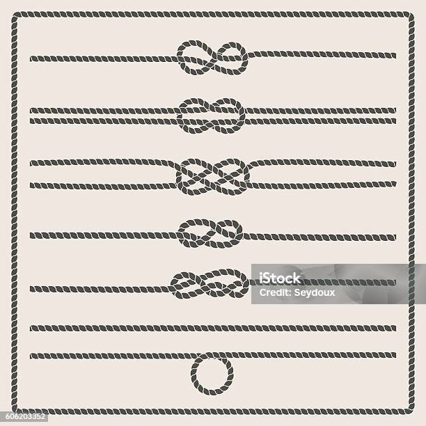 Rope Knots Vector Illustration Stock Illustration - Download Image Now - Rope, Border - Frame, Tied Knot