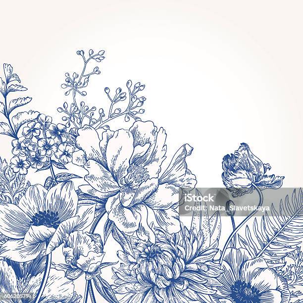 Blumen Hintergrund Mit Blumen Stock Vektor Art und mehr Bilder von Blume - Blume, Illustration, Blumenmuster