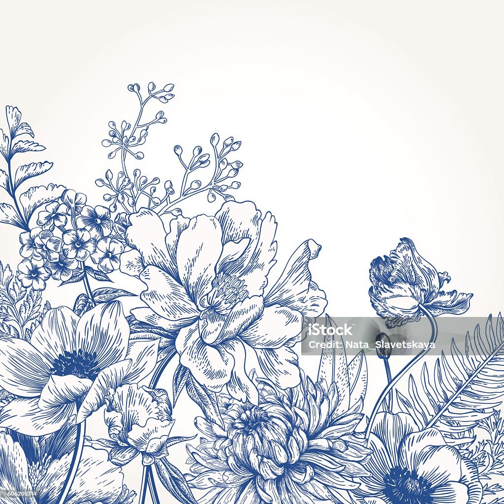 Fondo Floral con flores. - arte vectorial de Flor libre de derechos