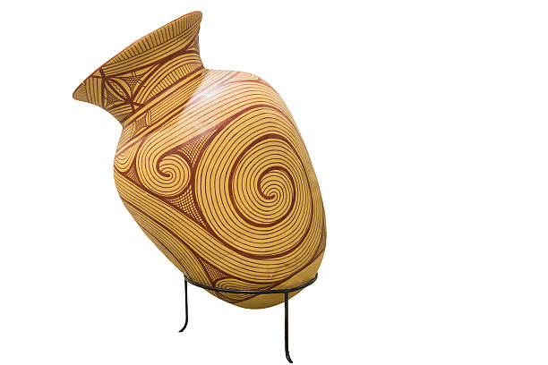 The replica of Ban Chiang earthenware isolated on white background, Thailand