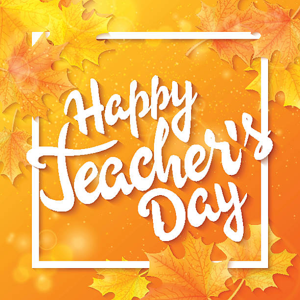 учителя день надписи поздравительная фраза с листьями , кадр - fall semester stock illustrations