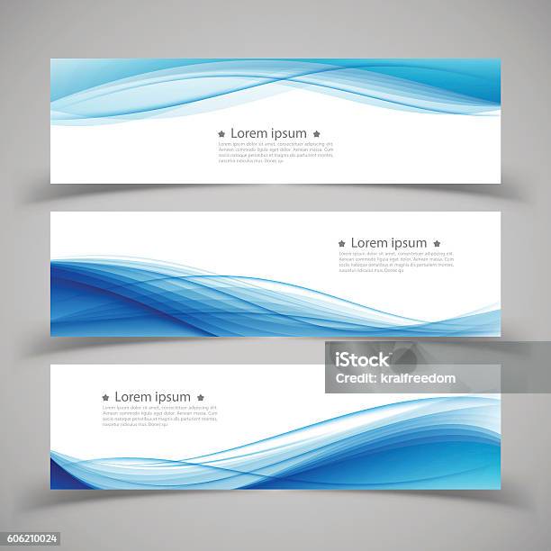 Set Of Banner Templates Modern Abstract Design Stock Illustration - Download Image Now - Blue, Wave Pattern, Brochure