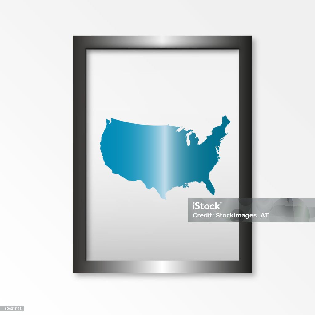 Us Map Frame Us Map In A Black Frame Stock Illustration - Download Image Now - Blue ...