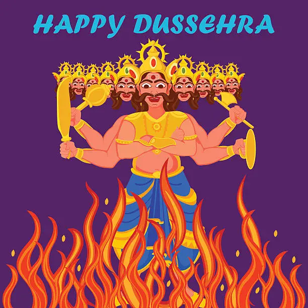 Vector illustration of India festival Happy Dussehra background