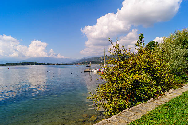 istock Lake of Viverone panorama with mountains on horizon. 606213514
