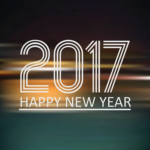 Vector illustration of happy new year 2017 on dark color night horizontal abstract