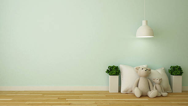 istock bear doll in kid room or cafe - 3D Rendering 606213654