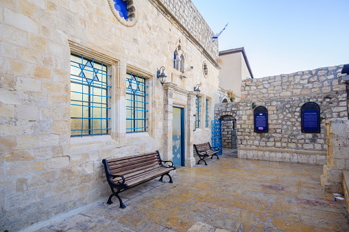 Safed, Israel - September 14, 2016: The Ashkenazi HaAri Synagogue, in the Jewish quarter, in Safed (Tzfat), Israel