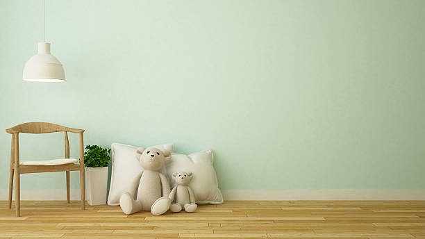 istock bear doll in kid room or cafe - 3D Rendering 606216306