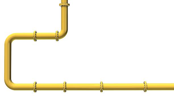Yellow gas pipeline isolated on white