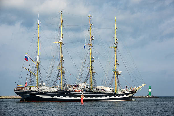 istock Sailing ship on the Baltic Sea in Rostock, Germany 606218082