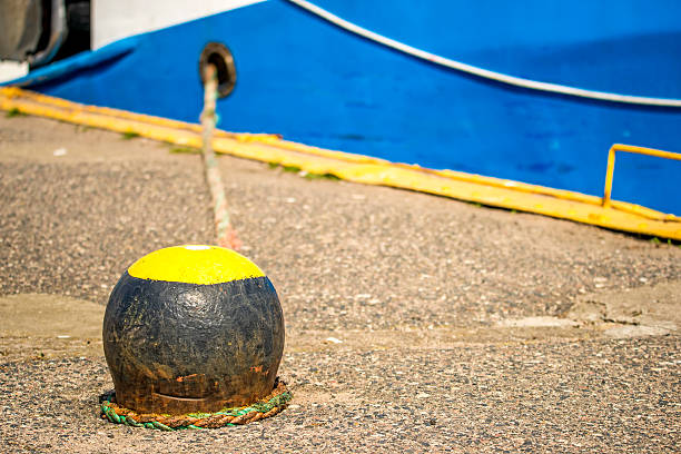 bollard with mooring line of a trawler