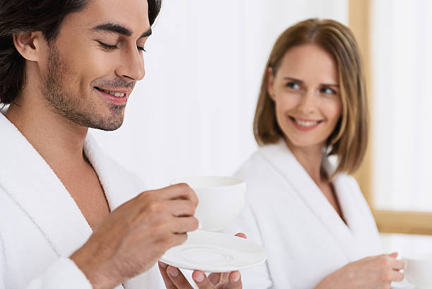 istock Mature couple relaxing together at day spa 606219120