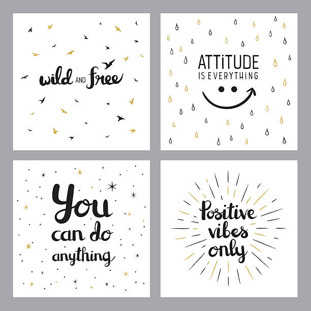 Positive inspirational quotes Easily editable set of vector illustrations on layers. short phrase stock illustrations